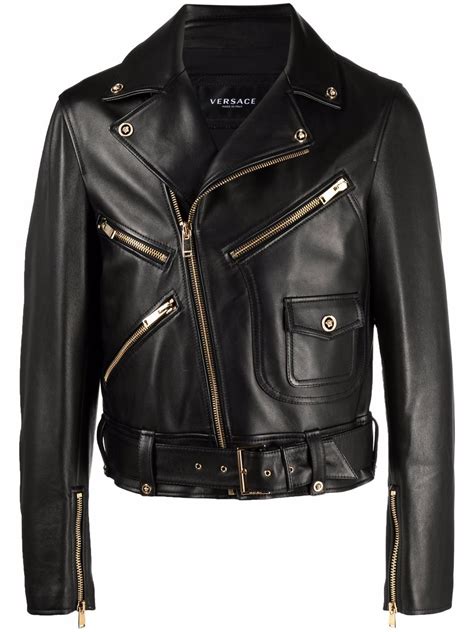 versace nappa leather biker jacket|versace leather jacket women.